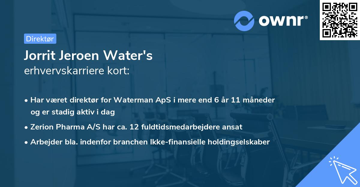 Jorrit Jeroen Water's erhvervskarriere kort