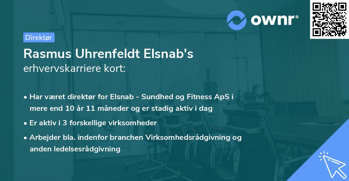 Rasmus Uhrenfeldt Elsnab's erhvervskarriere kort