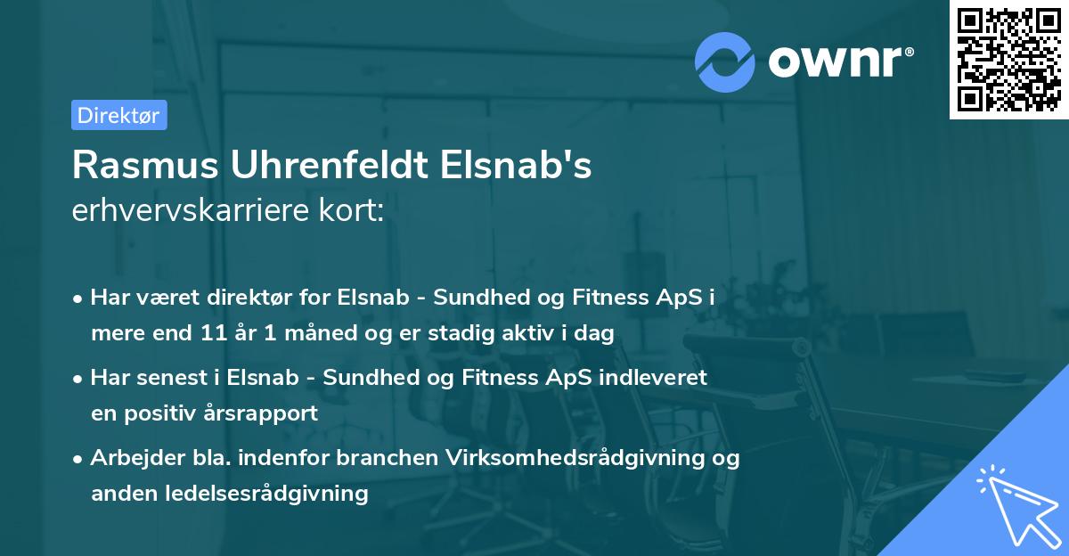 Rasmus Uhrenfeldt Elsnab's erhvervskarriere kort