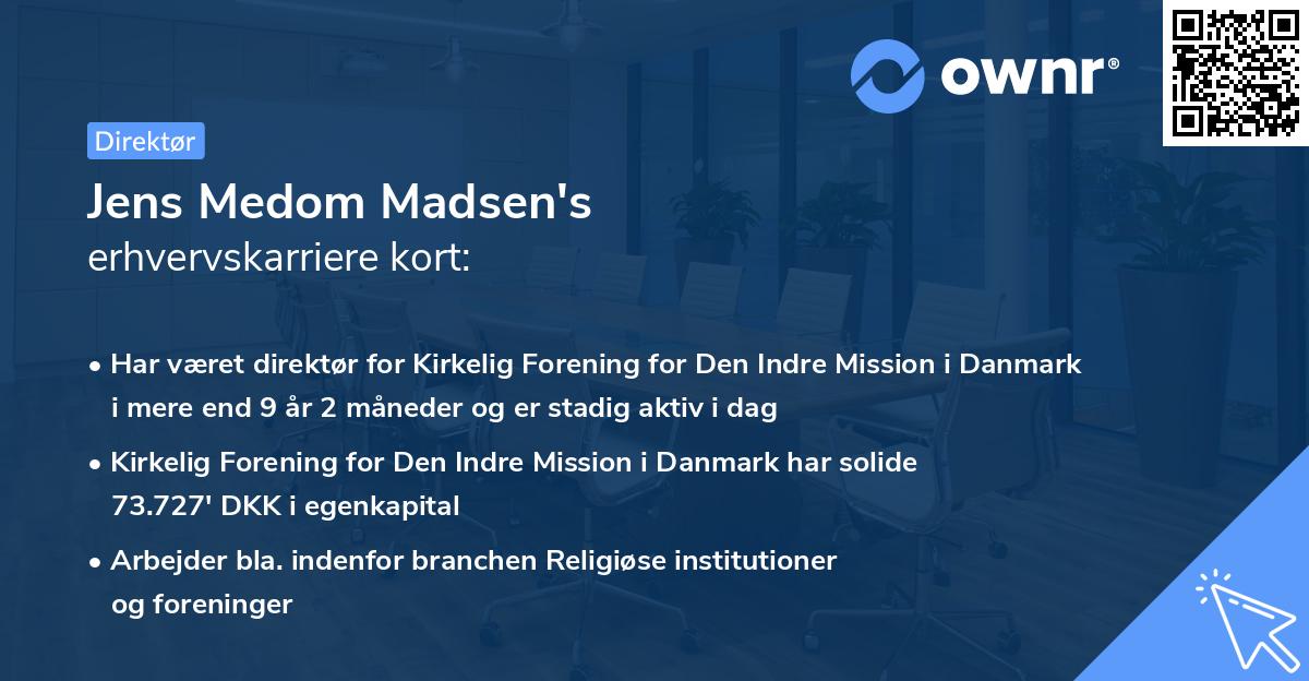 Jens Medom Madsen's erhvervskarriere kort