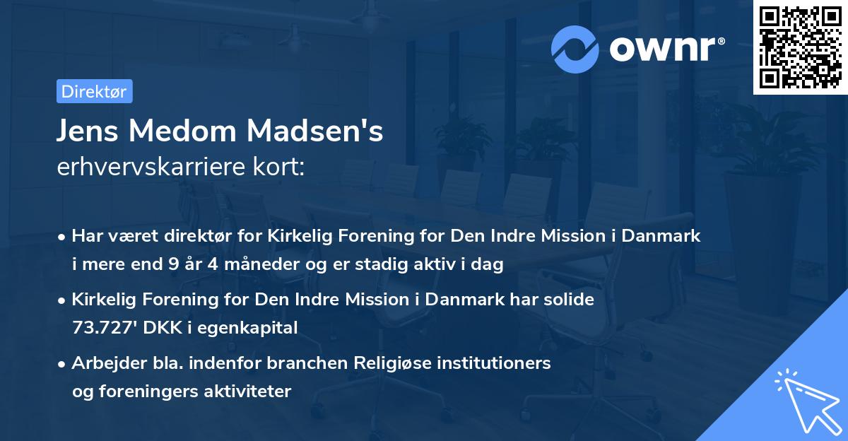 Jens Medom Madsen's erhvervskarriere kort