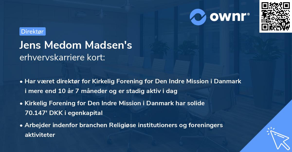 Jens Medom Madsen's erhvervskarriere kort