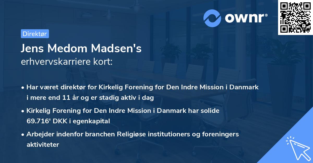 Jens Medom Madsen's erhvervskarriere kort