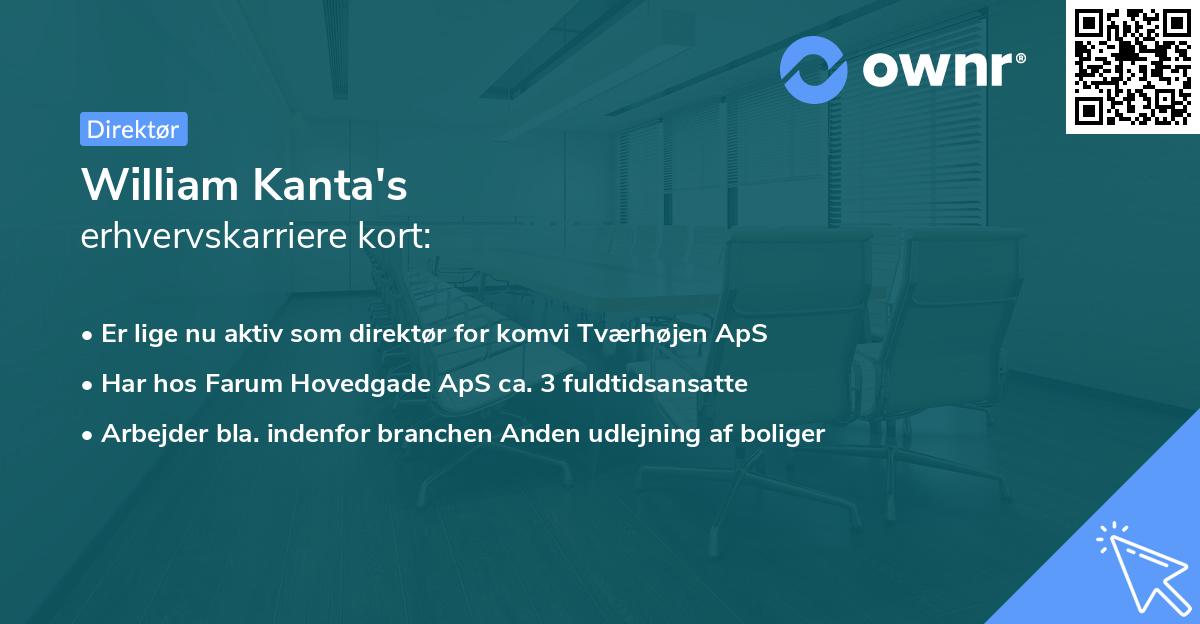 William Kanta's erhvervskarriere kort