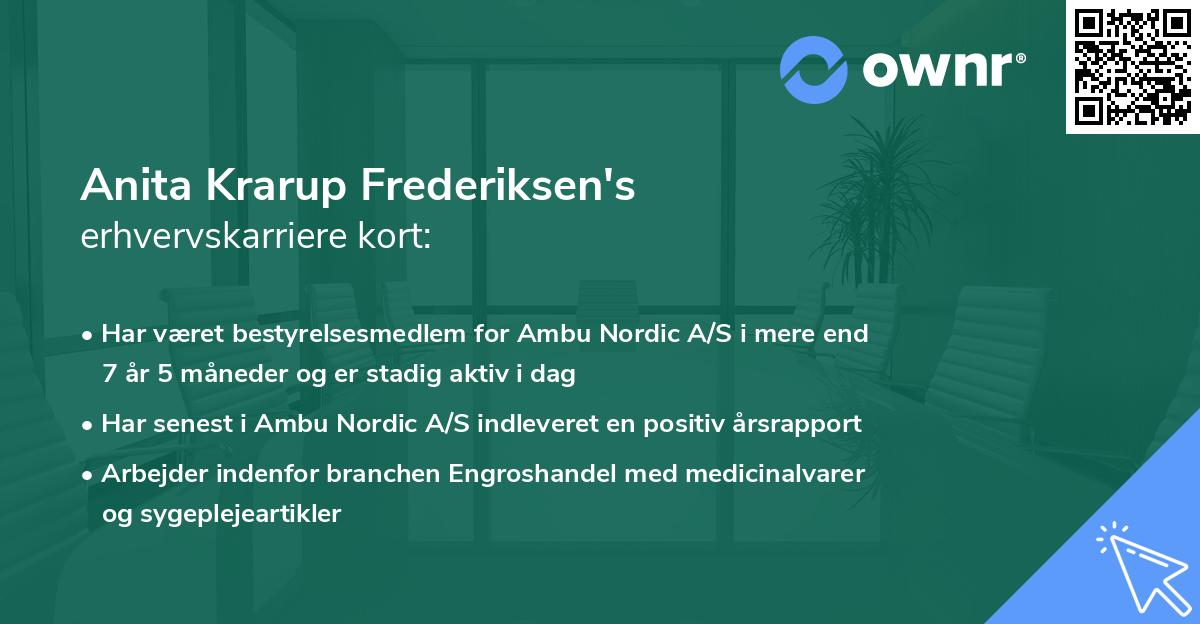 Anita Krarup Frederiksen's erhvervskarriere kort