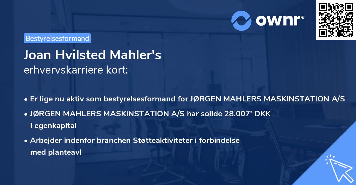 Joan Hvilsted Mahler's erhvervskarriere kort
