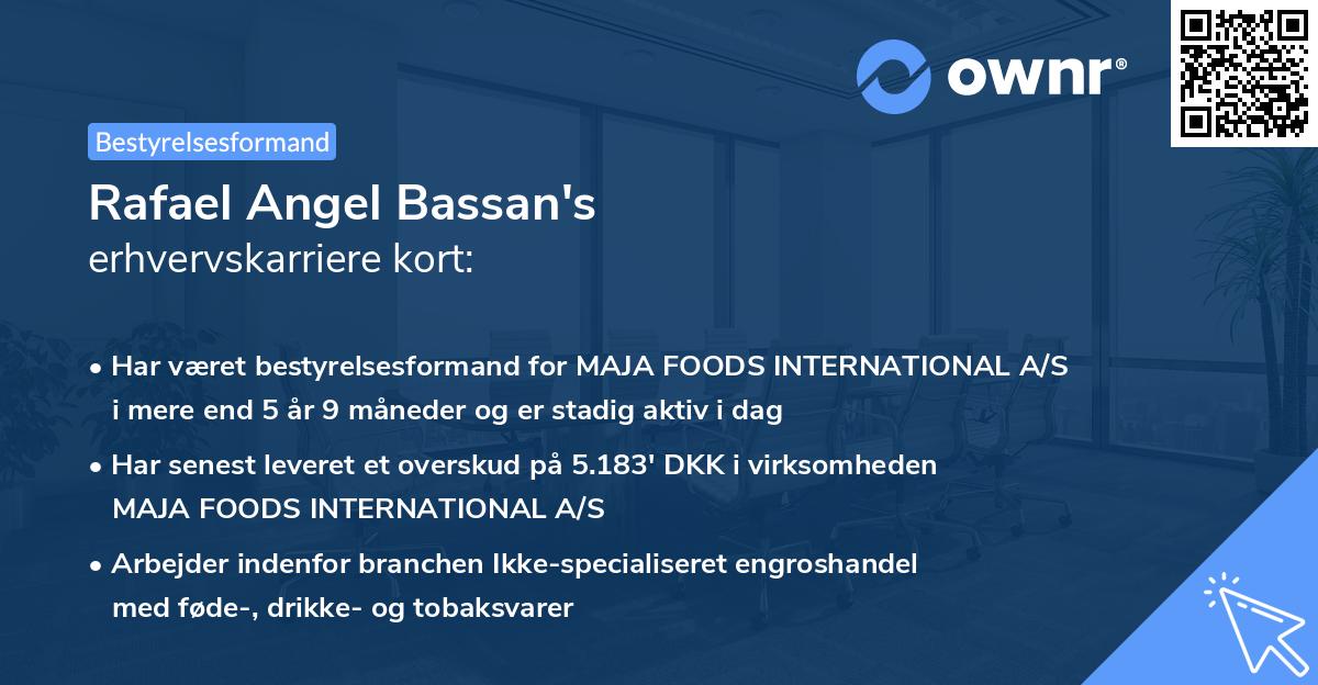 Rafael Angel Bassan's erhvervskarriere kort