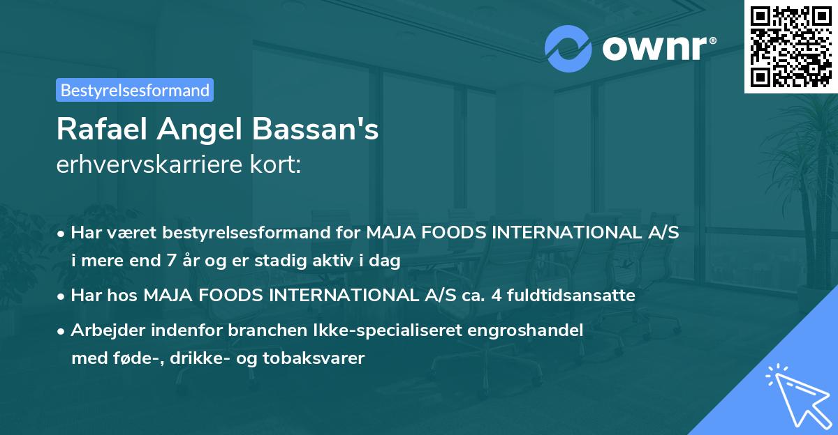 Rafael Angel Bassan's erhvervskarriere kort