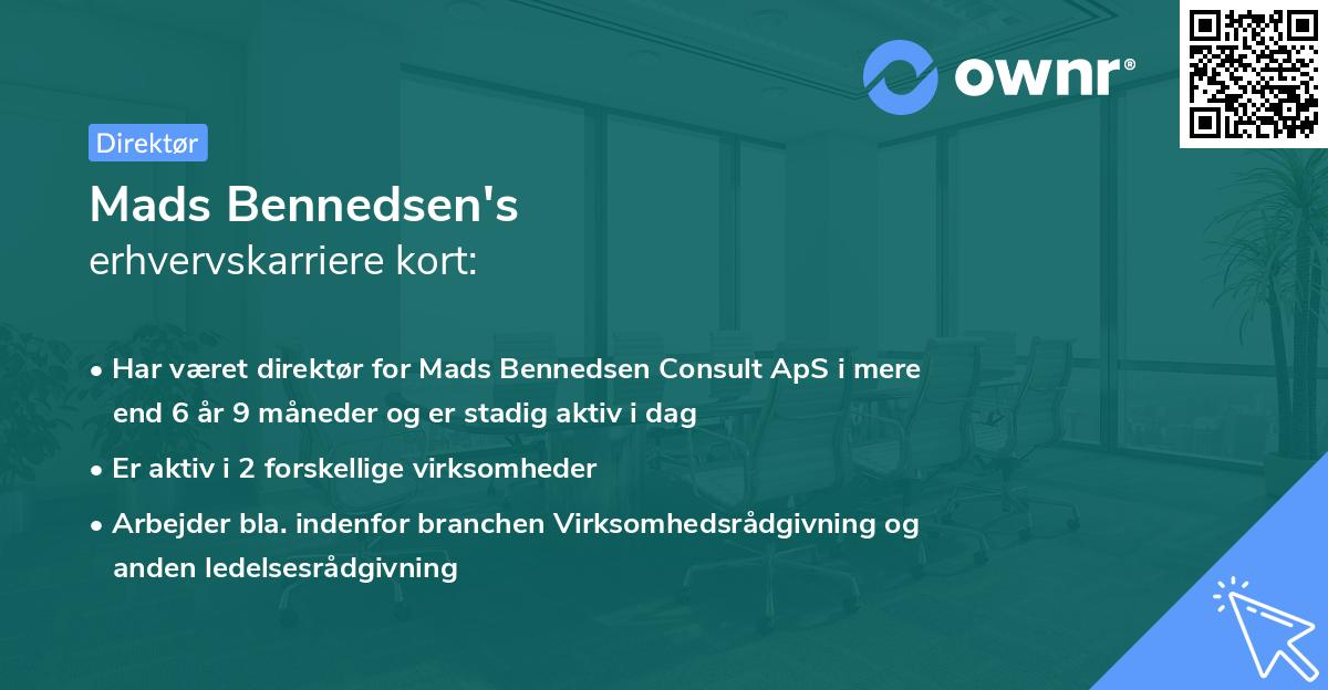 Mads Bennedsen's erhvervskarriere kort