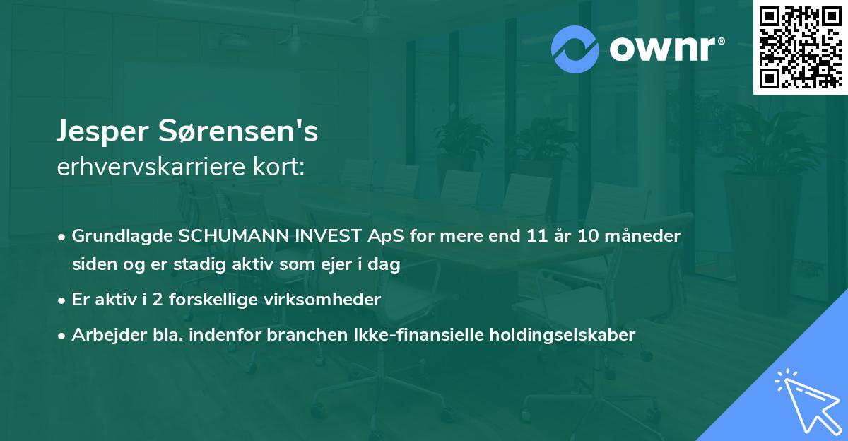 Jesper Sørensen's erhvervskarriere kort