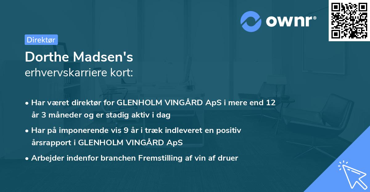 Dorthe Madsen's erhvervskarriere kort