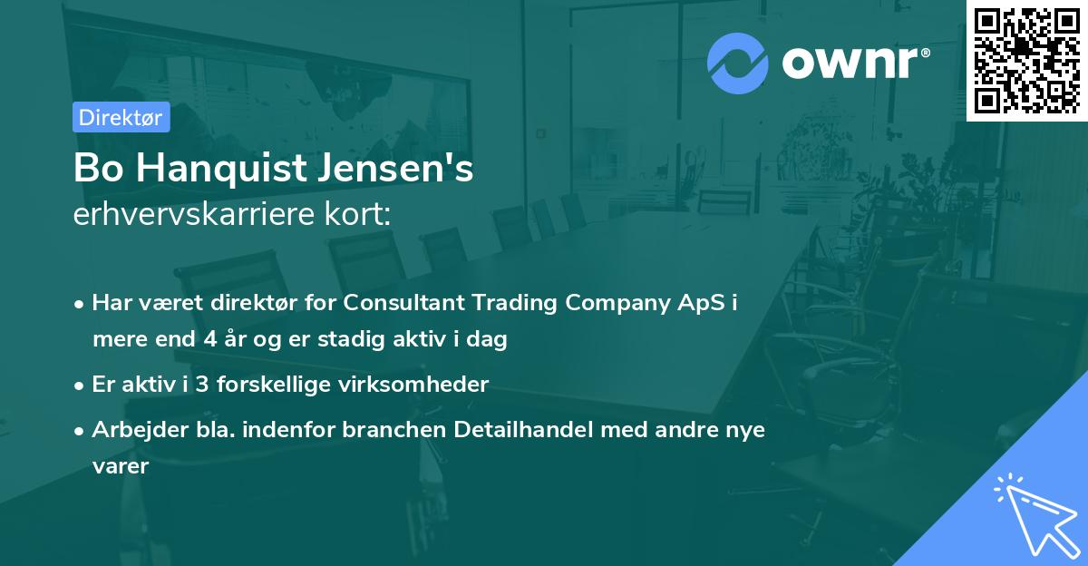 Bo Hanquist Jensen's erhvervskarriere kort