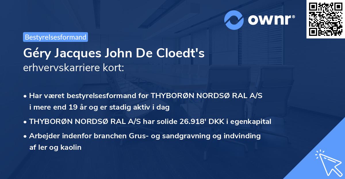 Géry Jacques John De Cloedt's erhvervskarriere kort