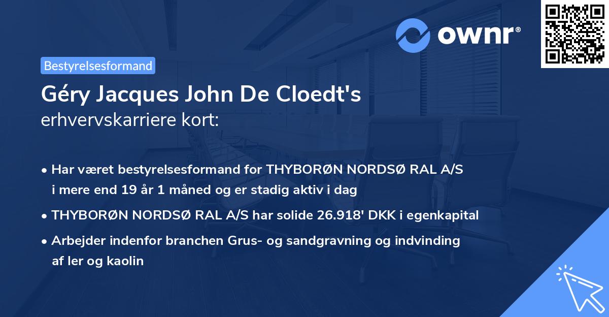 Géry Jacques John De Cloedt's erhvervskarriere kort