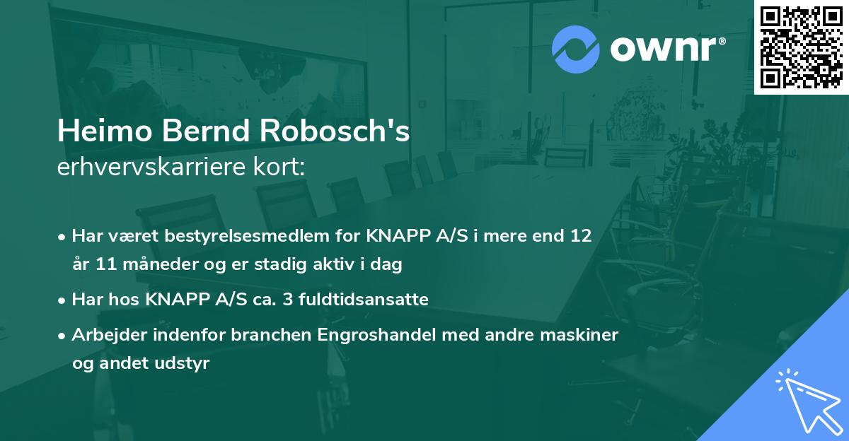 Heimo Bernd Robosch's erhvervskarriere kort