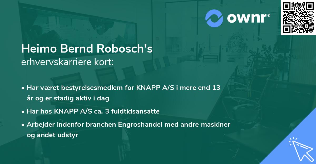 Heimo Bernd Robosch's erhvervskarriere kort