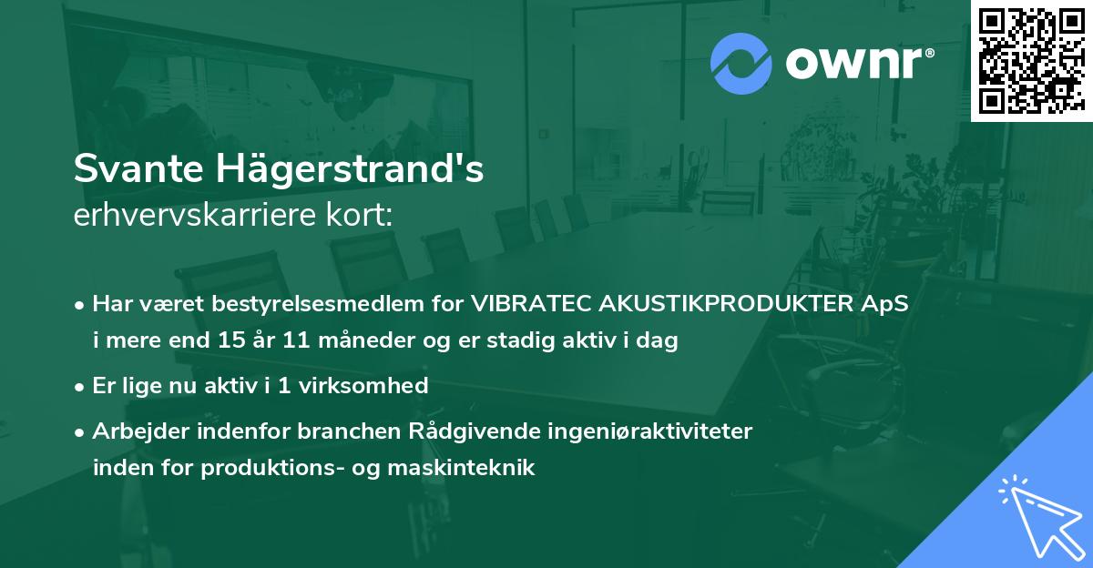 Svante Hägerstrand's erhvervskarriere kort