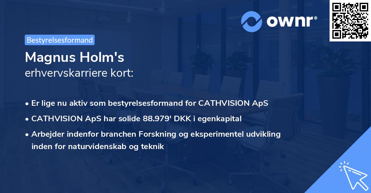 Magnus Holm's erhvervskarriere kort