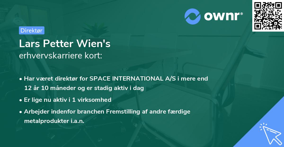 Lars Petter Wien's erhvervskarriere kort
