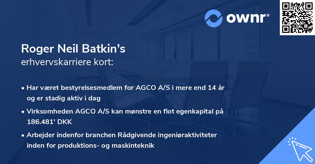 Roger Neil Batkin's erhvervskarriere kort