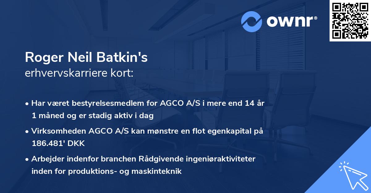 Roger Neil Batkin's erhvervskarriere kort