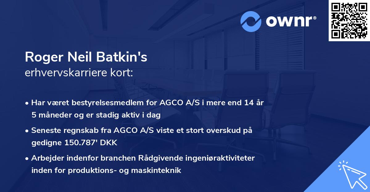 Roger Neil Batkin's erhvervskarriere kort
