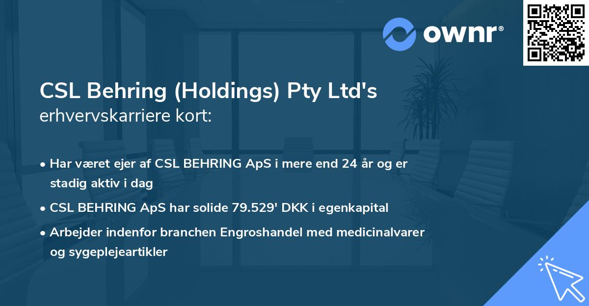 CSL Behring (Holdings) Pty Ltd's erhvervskarriere kort