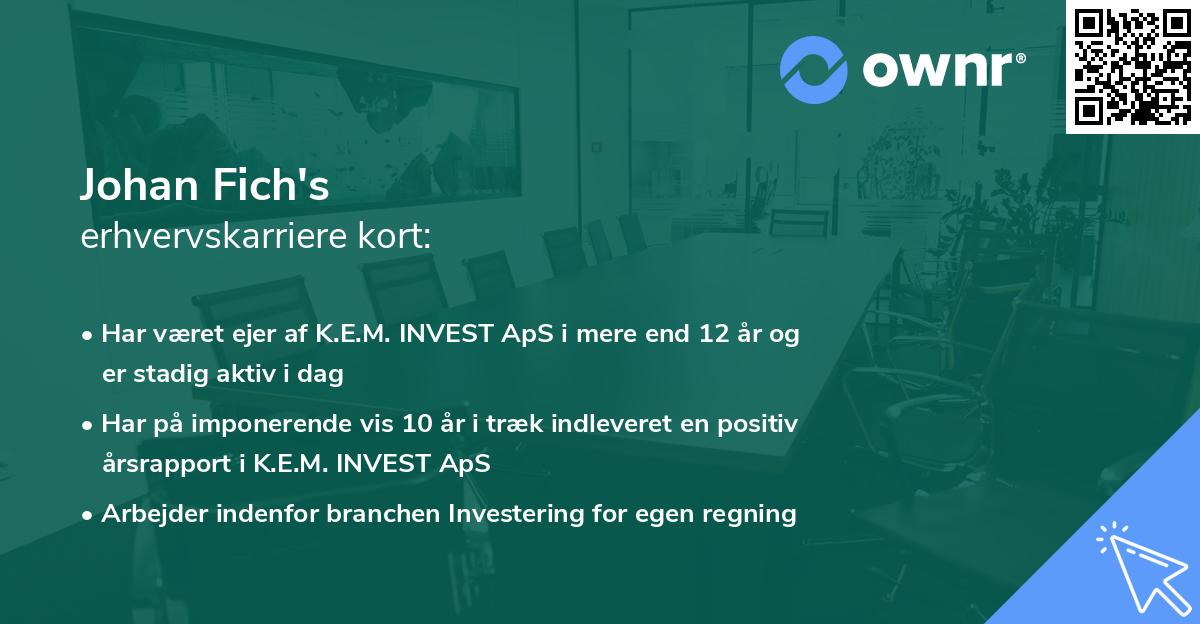 Johan Fich's erhvervskarriere kort