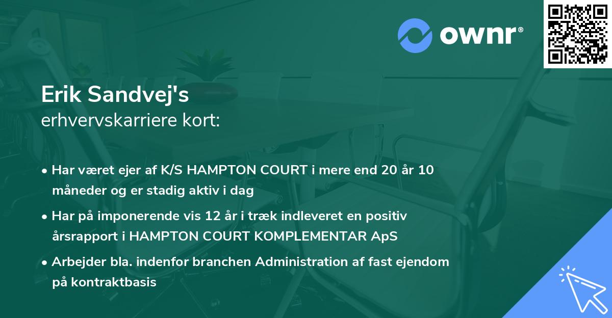 Erik Sandvej's erhvervskarriere kort