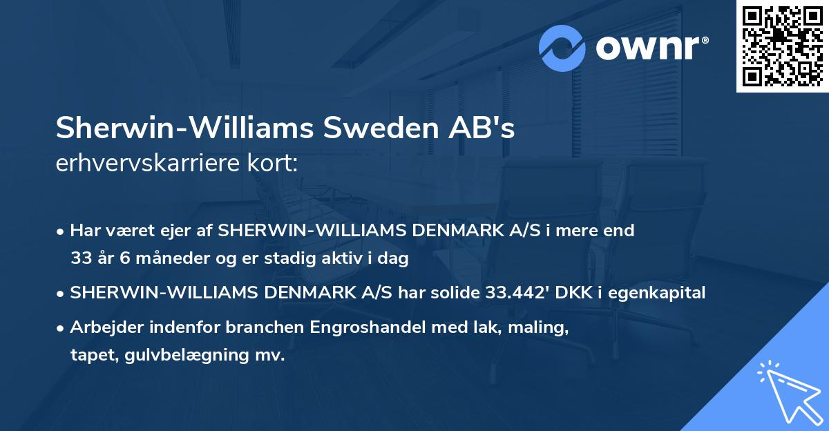 Sherwin-Williams Sweden AB's erhvervskarriere kort