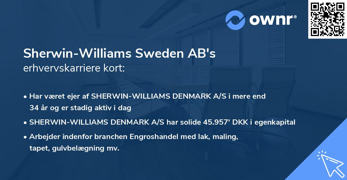 Sherwin-Williams Sweden AB's erhvervskarriere kort