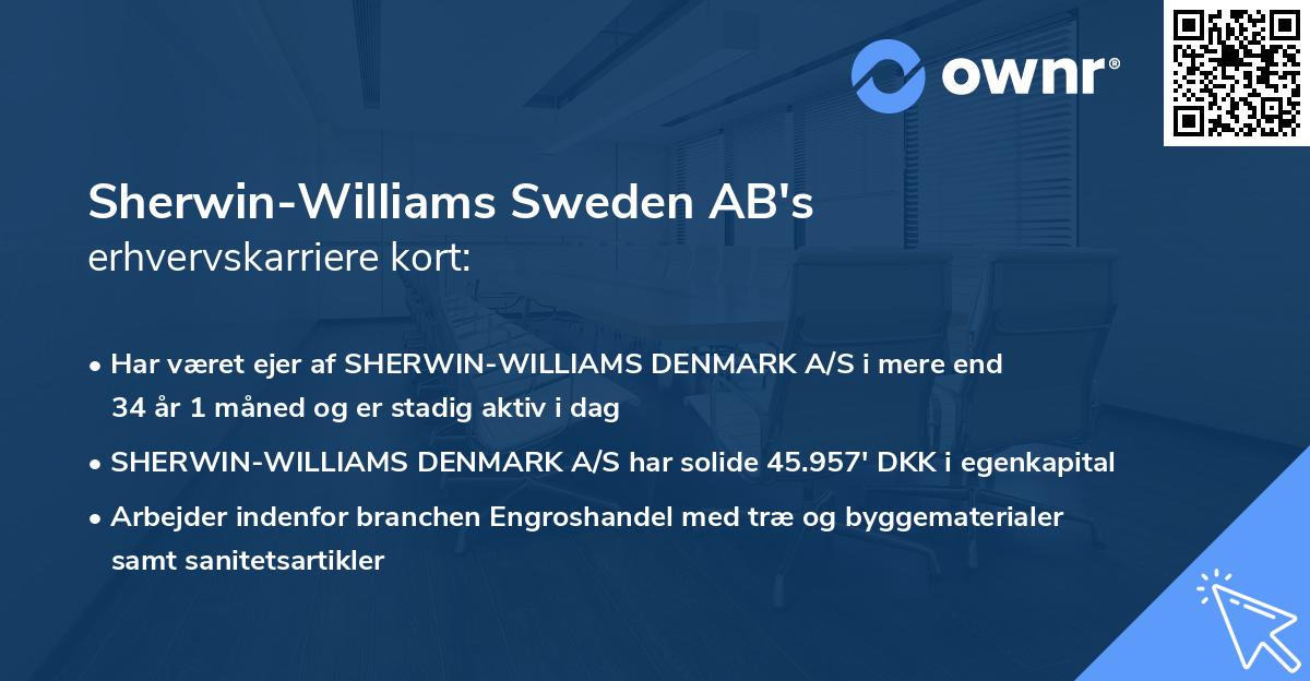 Sherwin-Williams Sweden AB's erhvervskarriere kort