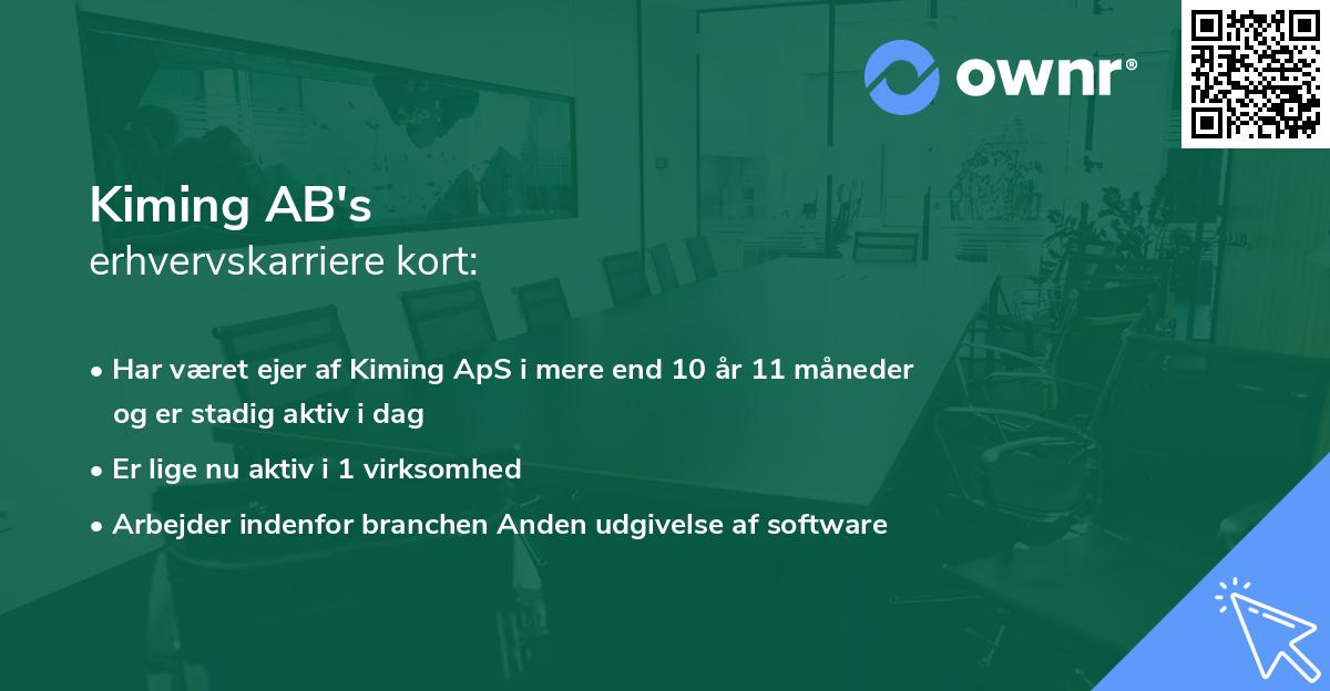 Kiming AB's erhvervskarriere kort