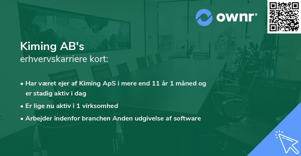 Kiming AB's erhvervskarriere kort