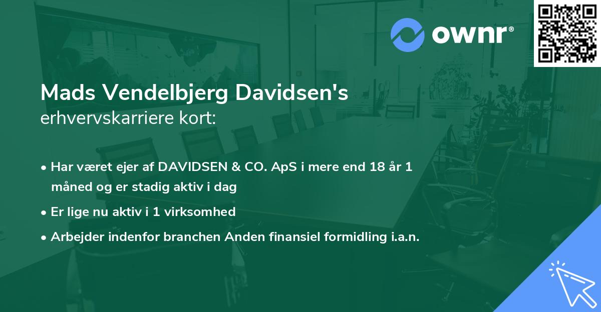 Mads Vendelbjerg Davidsen's erhvervskarriere kort