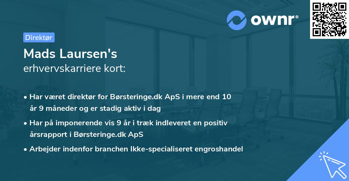 Mads Laursen's erhvervskarriere kort