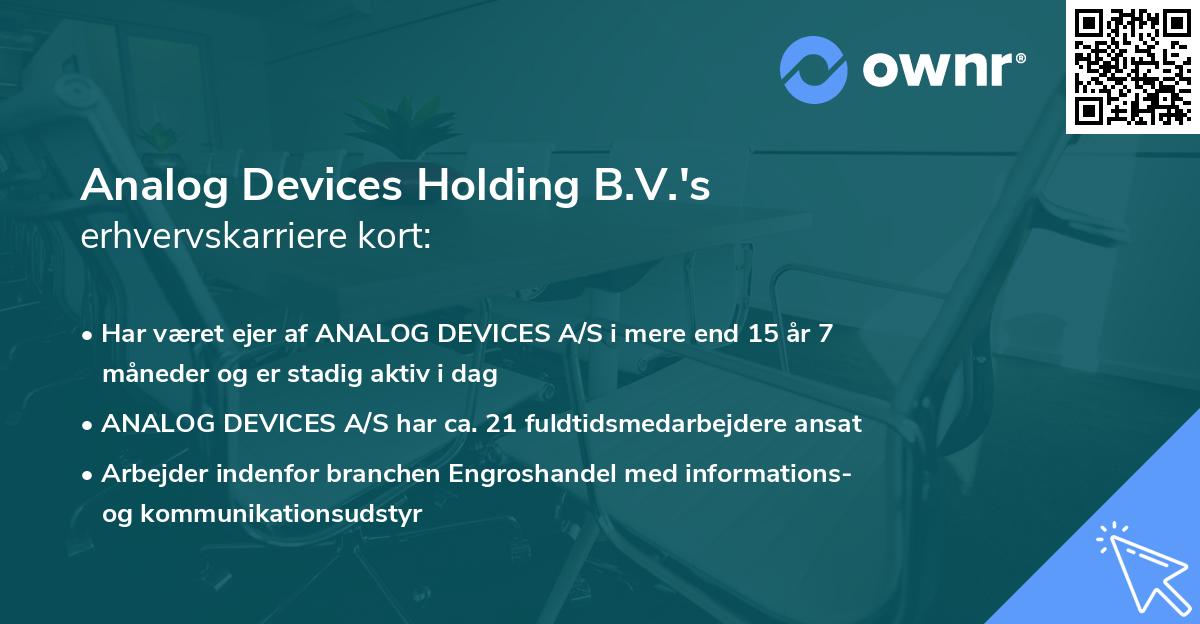 Analog Devices Holding B.V.'s erhvervskarriere kort
