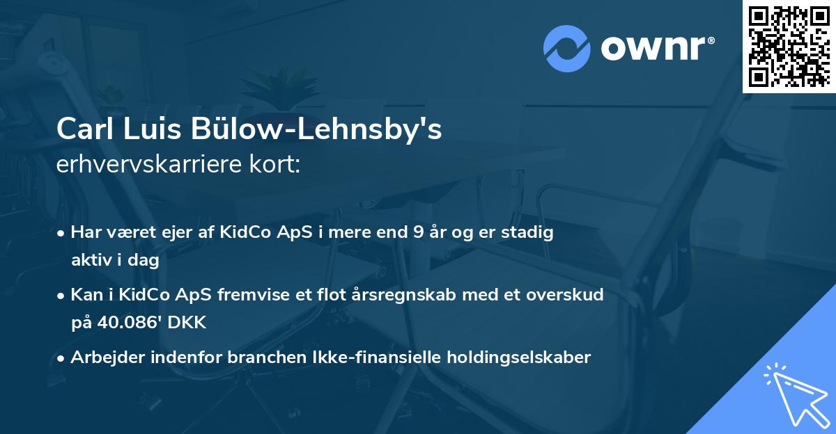 Carl Luis Bülow-Lehnsby's erhvervskarriere kort