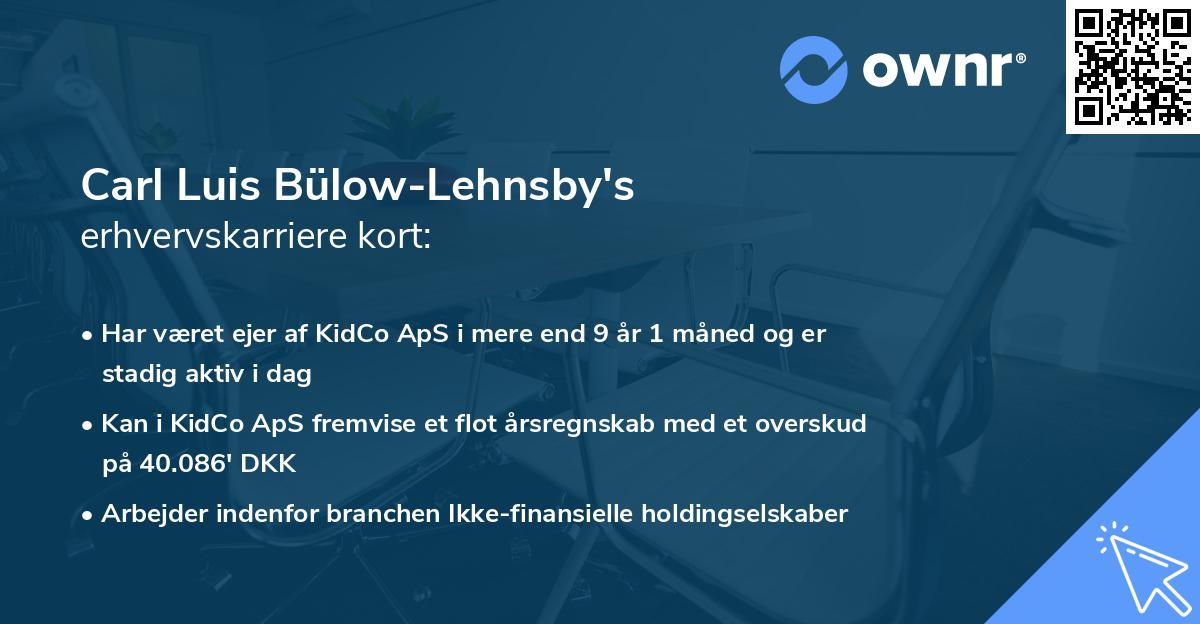 Carl Luis Bülow-Lehnsby's erhvervskarriere kort