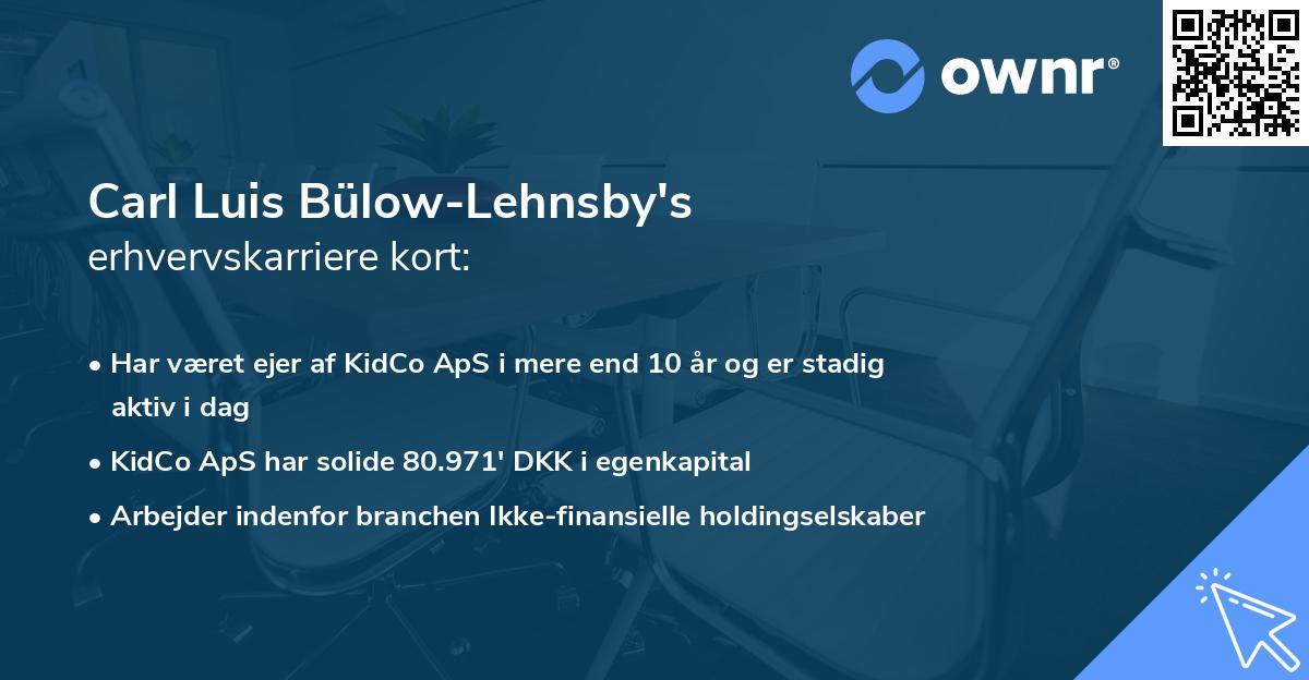 Carl Luis Bülow-Lehnsby's erhvervskarriere kort