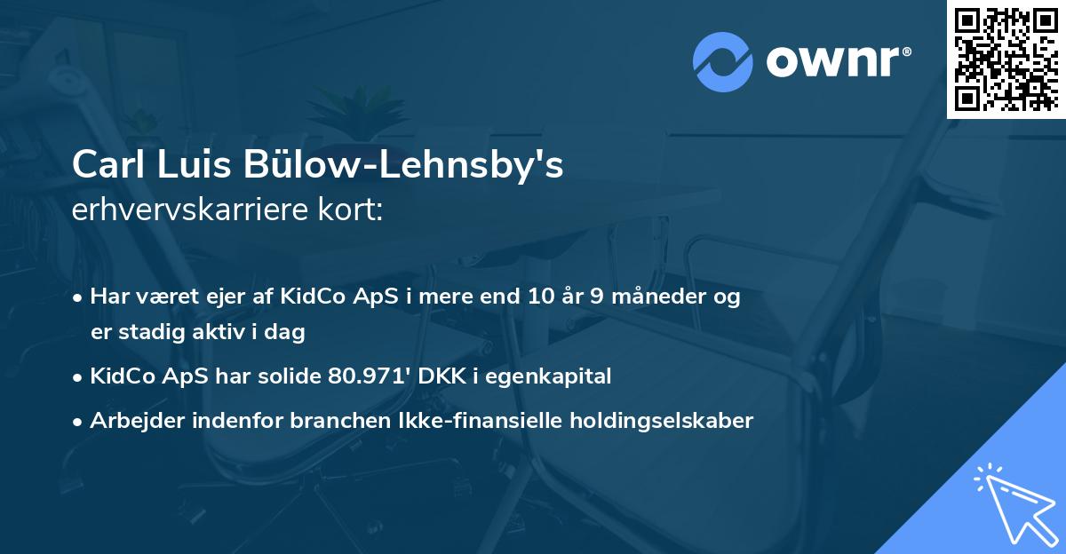 Carl Luis Bülow-Lehnsby's erhvervskarriere kort