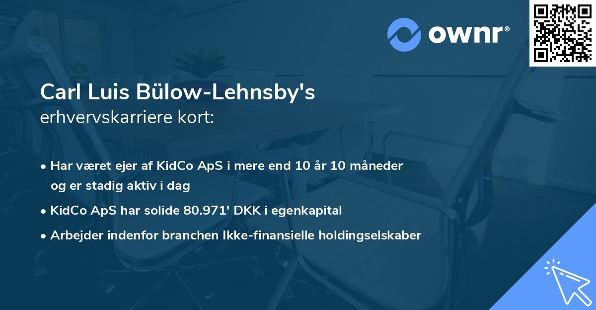 Carl Luis Bülow-Lehnsby's erhvervskarriere kort