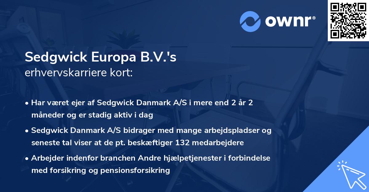 Sedgwick Europa B.V.'s erhvervskarriere kort