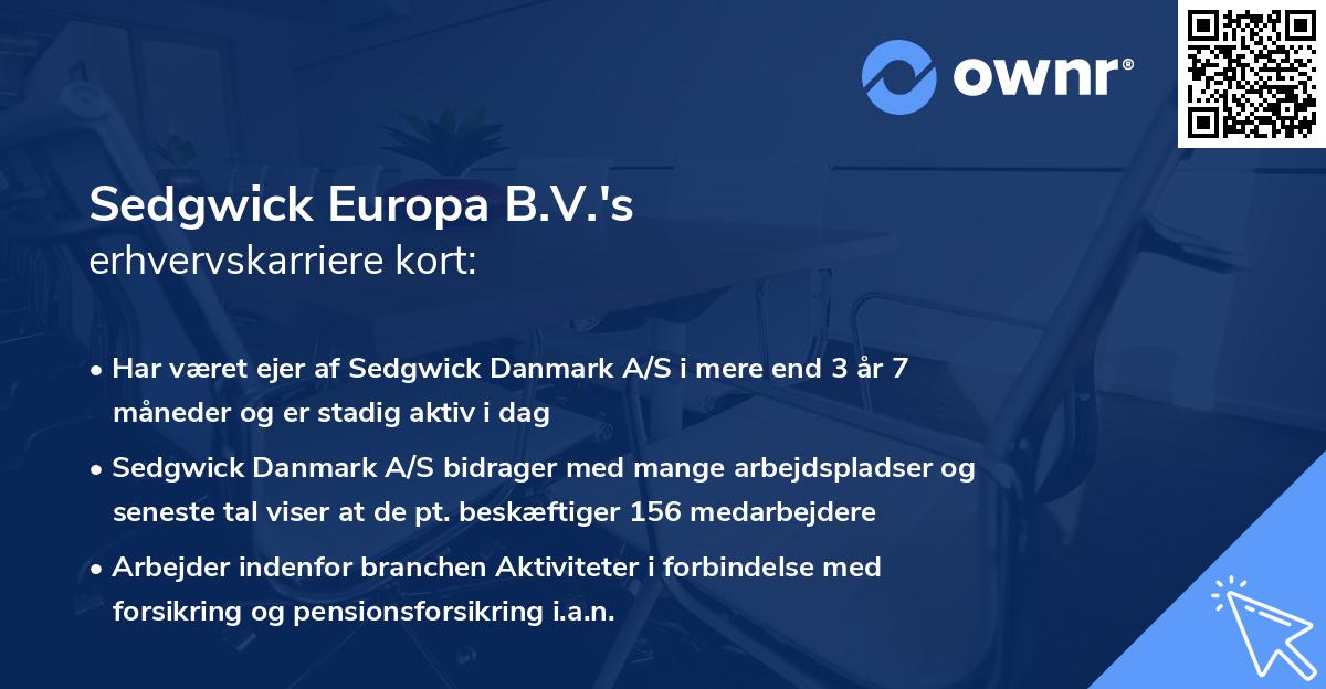 Sedgwick Europa B.V.'s erhvervskarriere kort