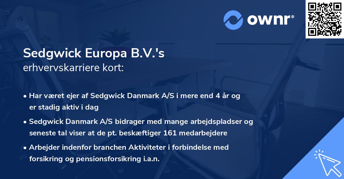 Sedgwick Europa B.V.'s erhvervskarriere kort