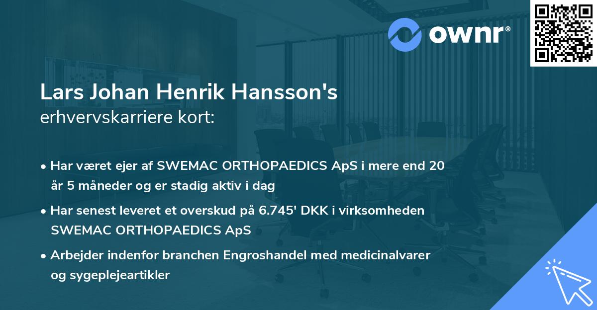 Lars Johan Henrik Hansson's erhvervskarriere kort