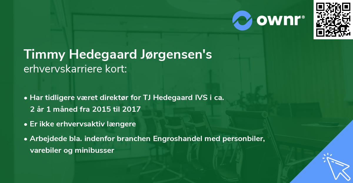 Timmy Hedegaard Jørgensen's erhvervskarriere kort