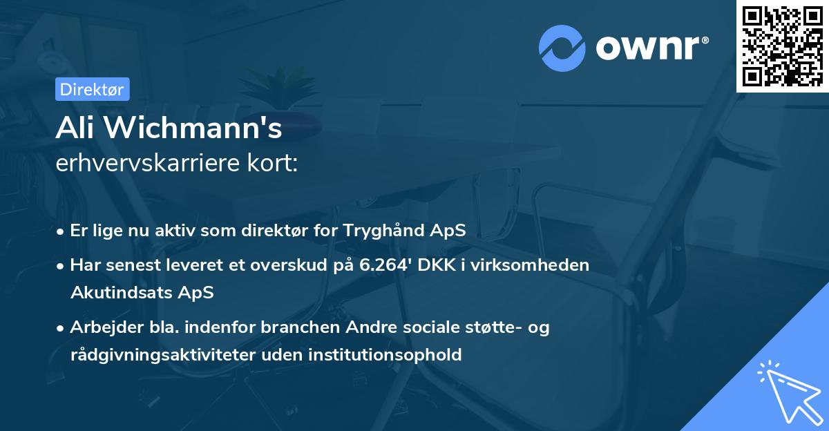 Ali Wichmann's erhvervskarriere kort