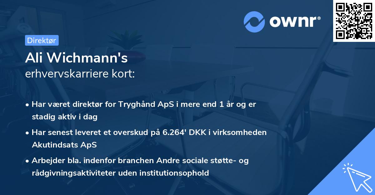 Ali Wichmann's erhvervskarriere kort