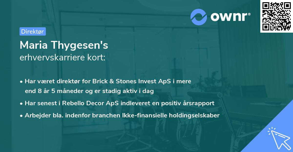 Maria Thygesen's erhvervskarriere kort